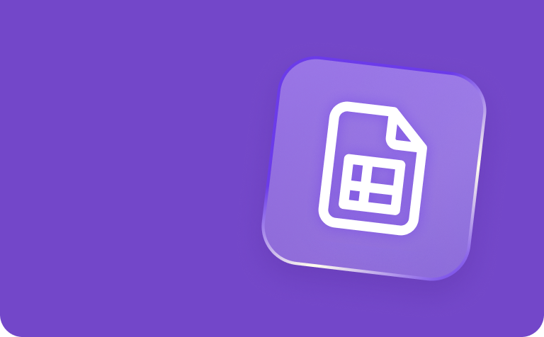 보라색 배경의 사각형 박스와 우측 하단에는 문서 모양 아이콘이 있습니다.