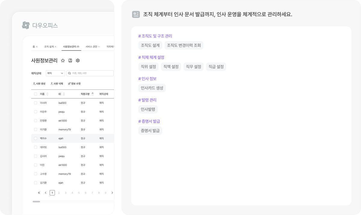 인사 기능 소개 이미지