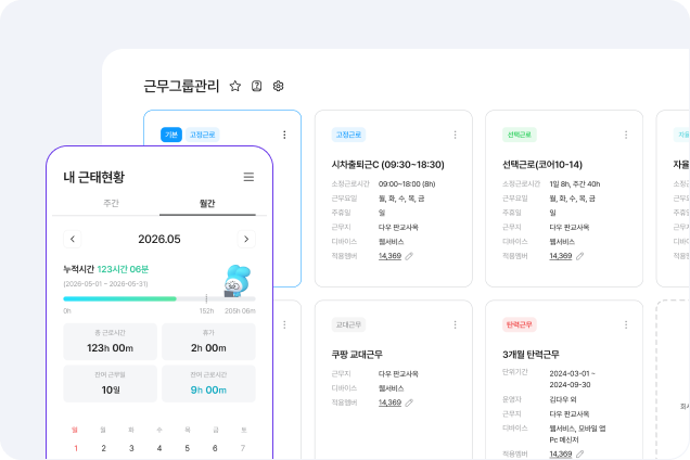 근무 그룹 관리 화면